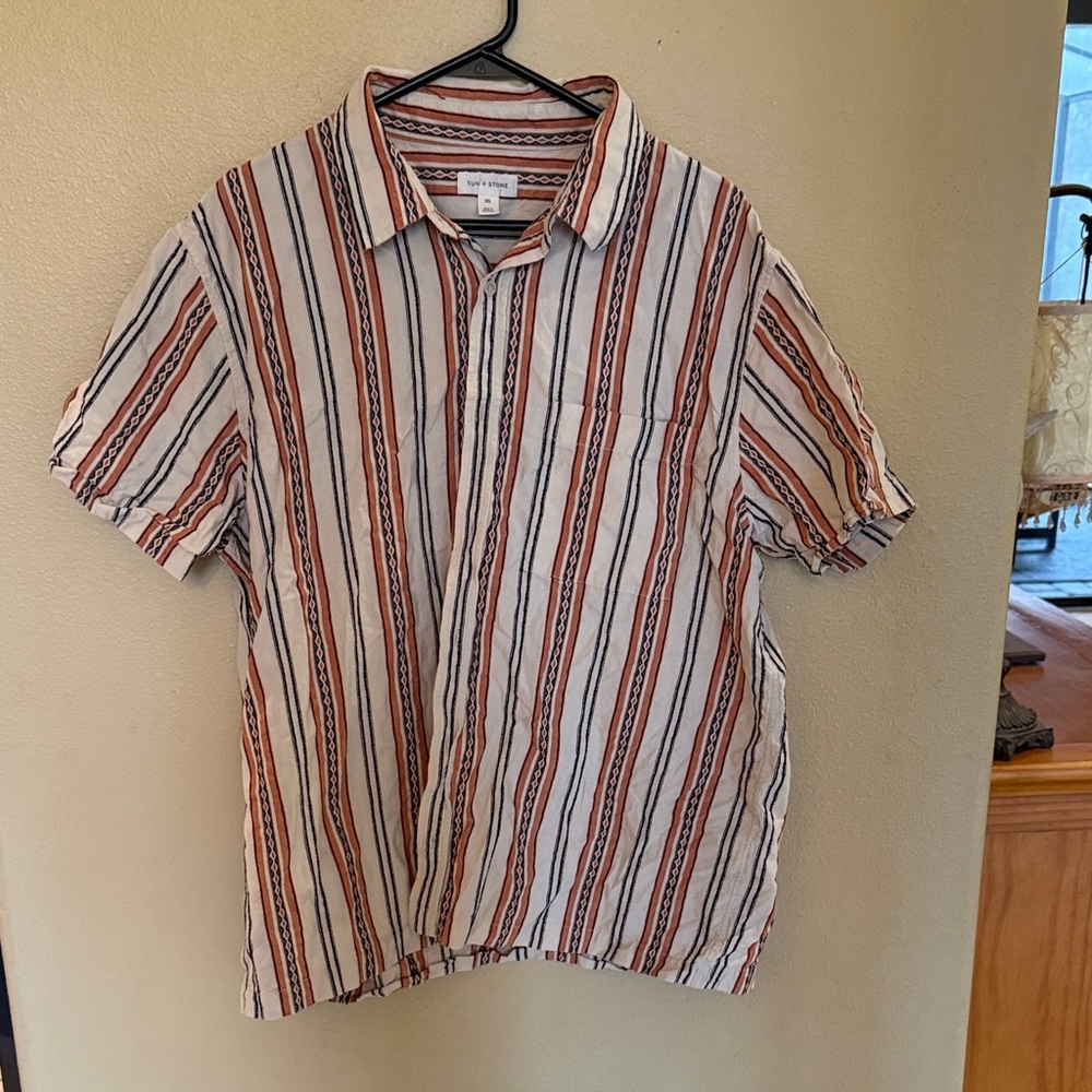 Sun + Stone Multicolor Striped Button Down Shirt